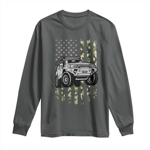 Camouflage American Flag UTV Side By Side SXS Off Road Car Long Sleeve Shirt TS11 Dark Heather Print Your Wear