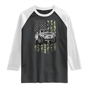 Camouflage American Flag UTV Side By Side SXS Off Road Car Raglan Shirt TS11 Black White Print Your Wear