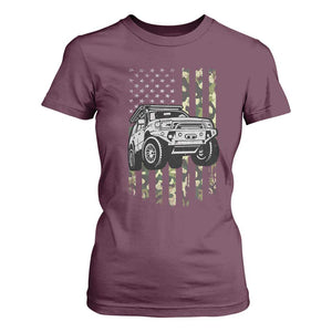 Camouflage American Flag UTV Side By Side SXS Off Road Car T Shirt For Women TS11 Maroon Print Your Wear
