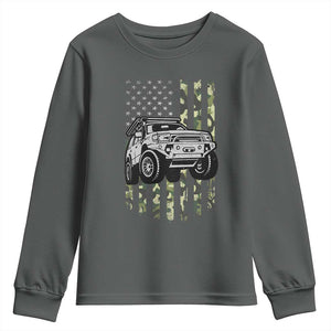Camouflage American Flag UTV Side By Side SXS Off Road Car Youth Sweatshirt TS11 Dark Heather Print Your Wear