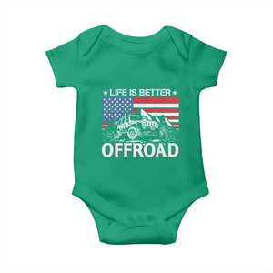 Life Is Better Off Road Car Baby Onesie American Flag Mountain Adventure TS11 Irish Green Print Your Wear