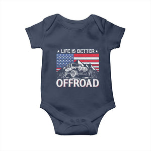 Life Is Better Off Road Car Baby Onesie American Flag Mountain Adventure TS11 Navy Print Your Wear