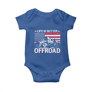 Life Is Better Off Road Car Baby Onesie American Flag Mountain Adventure TS11 Royal Blue Print Your Wear