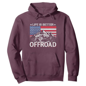 Life Is Better Off Road Car Hoodie American Flag Mountain Adventure TS11 Maroon Print Your Wear