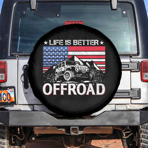 Life Is Better Off Road Car Spare Tire Cover American Flag Mountain Adventure TS11 No hole Black Print Your Wear