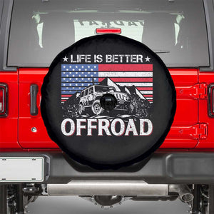 Life Is Better Off Road Car Spare Tire Cover American Flag Mountain Adventure TS11 Black Print Your Wear