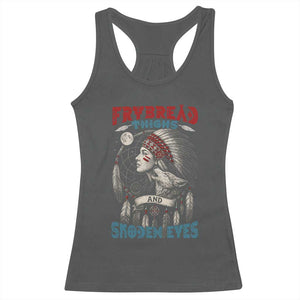 Native American Women Racerback Tank Top Frybread Thighs Skoden Eyes Dreamcatcher TS11 Dark Heather Print Your Wear