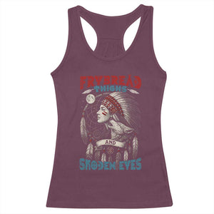 Native American Women Racerback Tank Top Frybread Thighs Skoden Eyes Dreamcatcher TS11 Maroon Print Your Wear