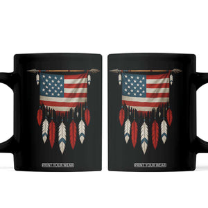 Native American Vintage Feathers USA Flag Coffee Mug TS11 Black Print Your Wear