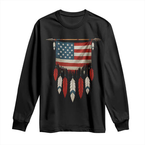 Native American Vintage Feathers USA Flag Long Sleeve Shirt TS11 Black Print Your Wear