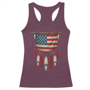 Native American Vintage Feathers USA Flag Racerback Tank Top TS11 Maroon Print Your Wear
