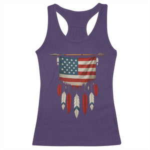 Native American Vintage Feathers USA Flag Racerback Tank Top TS11 Purple Print Your Wear