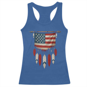 Native American Vintage Feathers USA Flag Racerback Tank Top TS11 Royal Blue Print Your Wear