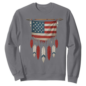 Native American Vintage Feathers USA Flag Sweatshirt TS11 Charcoal Print Your Wear