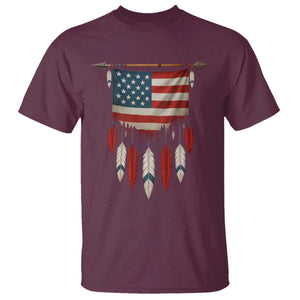 Native American Vintage Feathers USA Flag T Shirt TS11 Maroon Print Your Wear