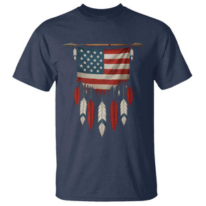 Native American Vintage Feathers USA Flag T Shirt TS11 Navy Print Your Wear