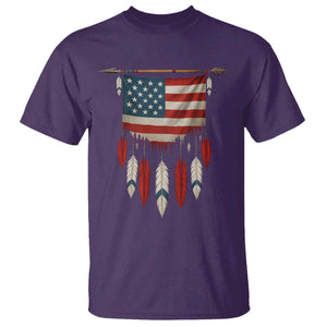 Native American Vintage Feathers USA Flag T Shirt TS11 Purple Print Your Wear