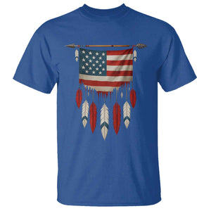 Native American Vintage Feathers USA Flag T Shirt TS11 Royal Blue Print Your Wear