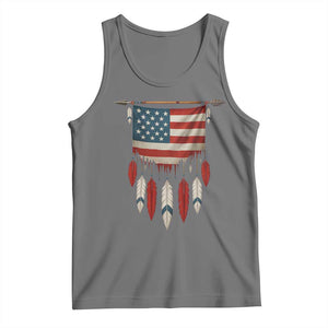 Native American Vintage Feathers USA Flag Tank Top TS11 Black Heather Print Your Wear