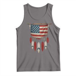 Native American Vintage Feathers USA Flag Tank Top TS11 Deep Heather Print Your Wear