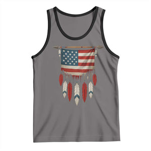 Native American Vintage Feathers USA Flag Tank Top TS11 Deep Heather Black Print Your Wear