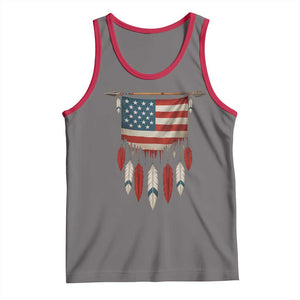 Native American Vintage Feathers USA Flag Tank Top TS11 Deep Heather Red Print Your Wear