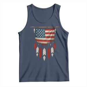 Native American Vintage Feathers USA Flag Tank Top TS11 Navy Print Your Wear