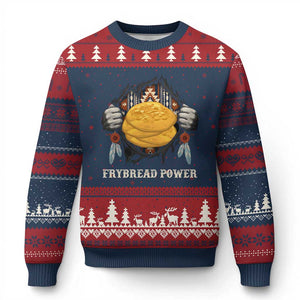 Frybread Power Ugly Christmas Sweater Native American Indian Food TS11 Navy Red Print Your Wear