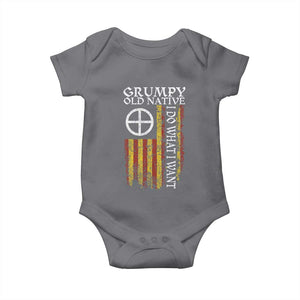 Funny Native American Baby Onesie Grumpy Old Native I Do What I Want American Flag TS11 Charcoal Print Your Wear