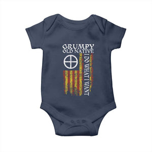Funny Native American Baby Onesie Grumpy Old Native I Do What I Want American Flag TS11 Navy Print Your Wear