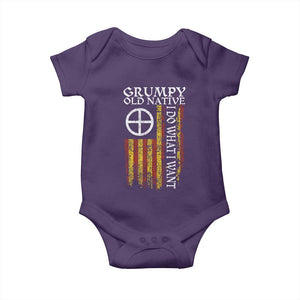 Funny Native American Baby Onesie Grumpy Old Native I Do What I Want American Flag TS11 Purple Print Your Wear