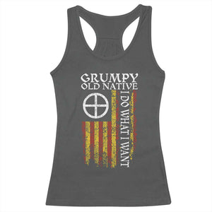 Funny Native American Racerback Tank Top Grumpy Old Native I Do What I Want American Flag TS11 Dark Heather Print Your Wear