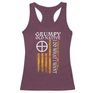 Funny Native American Racerback Tank Top Grumpy Old Native I Do What I Want American Flag TS11 Maroon Print Your Wear