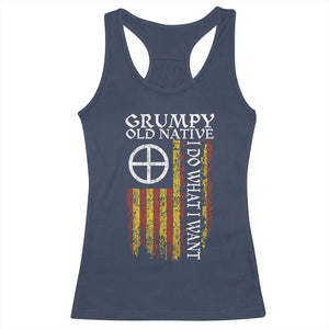 Funny Native American Racerback Tank Top Grumpy Old Native I Do What I Want American Flag TS11 Navy Print Your Wear