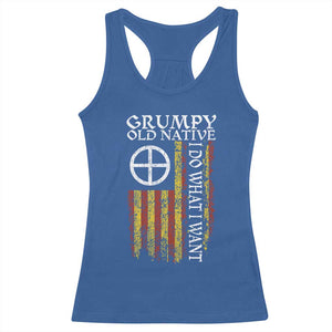 Funny Native American Racerback Tank Top Grumpy Old Native I Do What I Want American Flag TS11 Royal Blue Print Your Wear