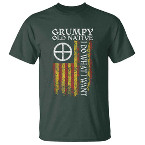 Funny Native American T Shirt Grumpy Old Native I Do What I Want American Flag TS11 Dark Forest Green Print Your Wear