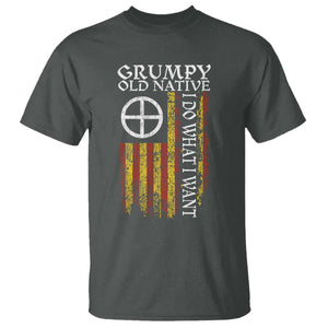 Funny Native American T Shirt Grumpy Old Native I Do What I Want American Flag TS11 Dark Heather Print Your Wear