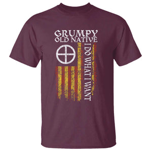 Funny Native American T Shirt Grumpy Old Native I Do What I Want American Flag TS11 Maroon Print Your Wear