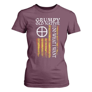 Funny Native American T Shirt For Women Grumpy Old Native I Do What I Want American Flag TS11 Maroon Print Your Wear