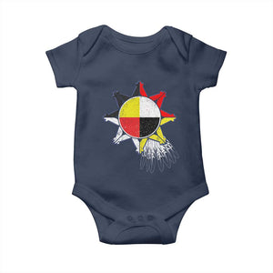 Oglala Lakota Native American Medicine Wheel Feathers Baby Onesie TS11 Navy Print Your Wear
