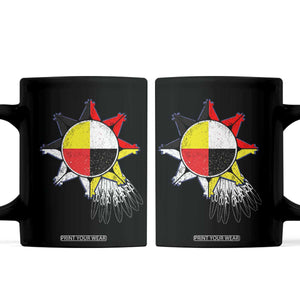 Oglala Lakota Native American Medicine Wheel Feathers Coffee Mug TS11 Black Print Your Wear