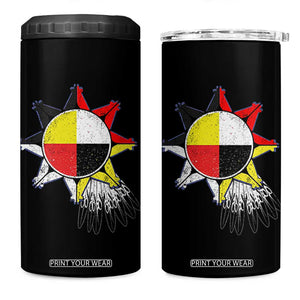 Oglala Lakota Native American Medicine Wheel Feathers 4 in 1 Can Cooler Tumbler TS11 One Size: 16 oz Black Print Your Wear