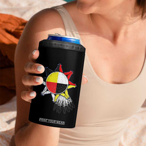 Oglala Lakota Native American Medicine Wheel Feathers 4 in 1 Can Cooler Tumbler TS11 Print Your Wear