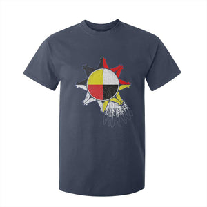Oglala Lakota Native American Medicine Wheel Feathers T Shirt For Kid TS11 Navy Print Your Wear