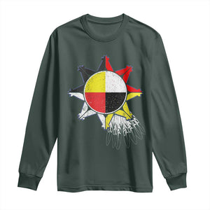Oglala Lakota Native American Medicine Wheel Feathers Long Sleeve Shirt TS11 Dark Forest Green Print Your Wear