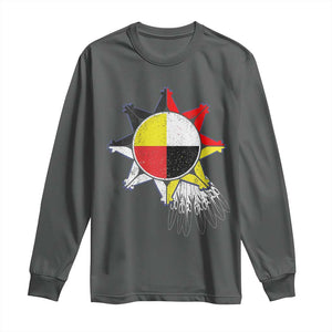 Oglala Lakota Native American Medicine Wheel Feathers Long Sleeve Shirt TS11 Dark Heather Print Your Wear