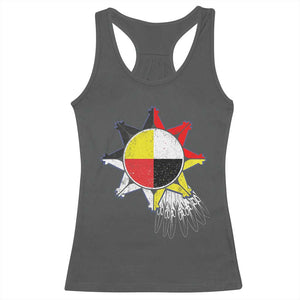 Oglala Lakota Native American Medicine Wheel Feathers Racerback Tank Top TS11 Dark Heather Print Your Wear