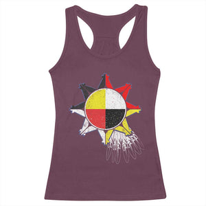Oglala Lakota Native American Medicine Wheel Feathers Racerback Tank Top TS11 Maroon Print Your Wear