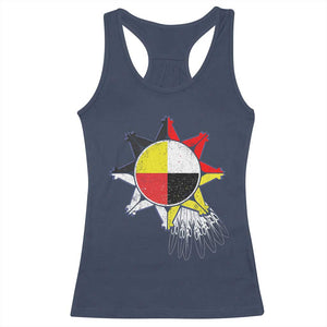 Oglala Lakota Native American Medicine Wheel Feathers Racerback Tank Top TS11 Navy Print Your Wear