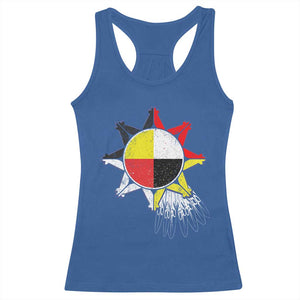 Oglala Lakota Native American Medicine Wheel Feathers Racerback Tank Top TS11 Royal Blue Print Your Wear
